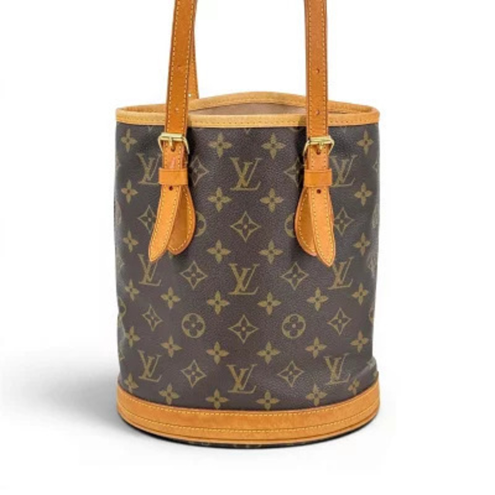 Louis Vuitton Bucket Monogram Canvas Shoulder Bag Brown